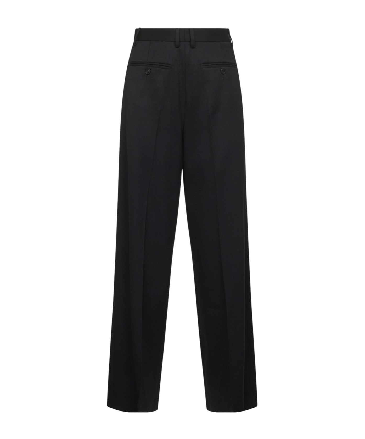 Mm6 Maison Margiela Black Virgin Wool Blend Straight Trousers In Black