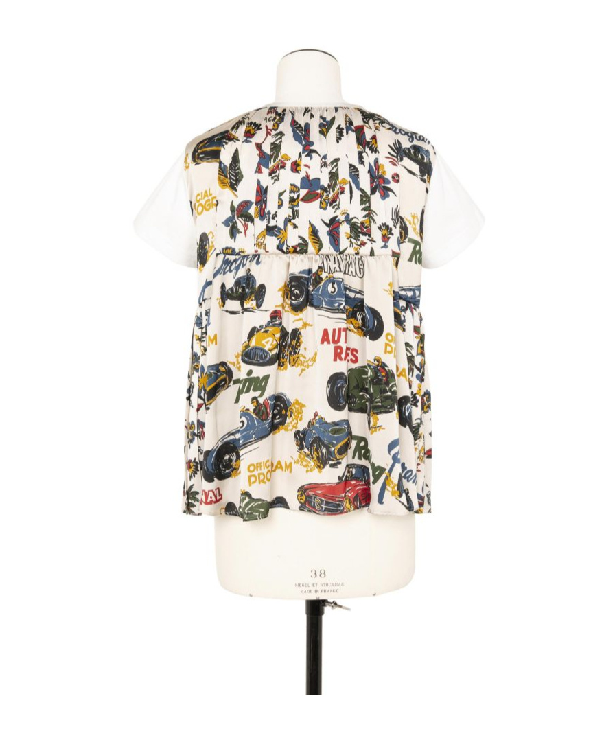 Sacai Plissé-details T-shirt In White