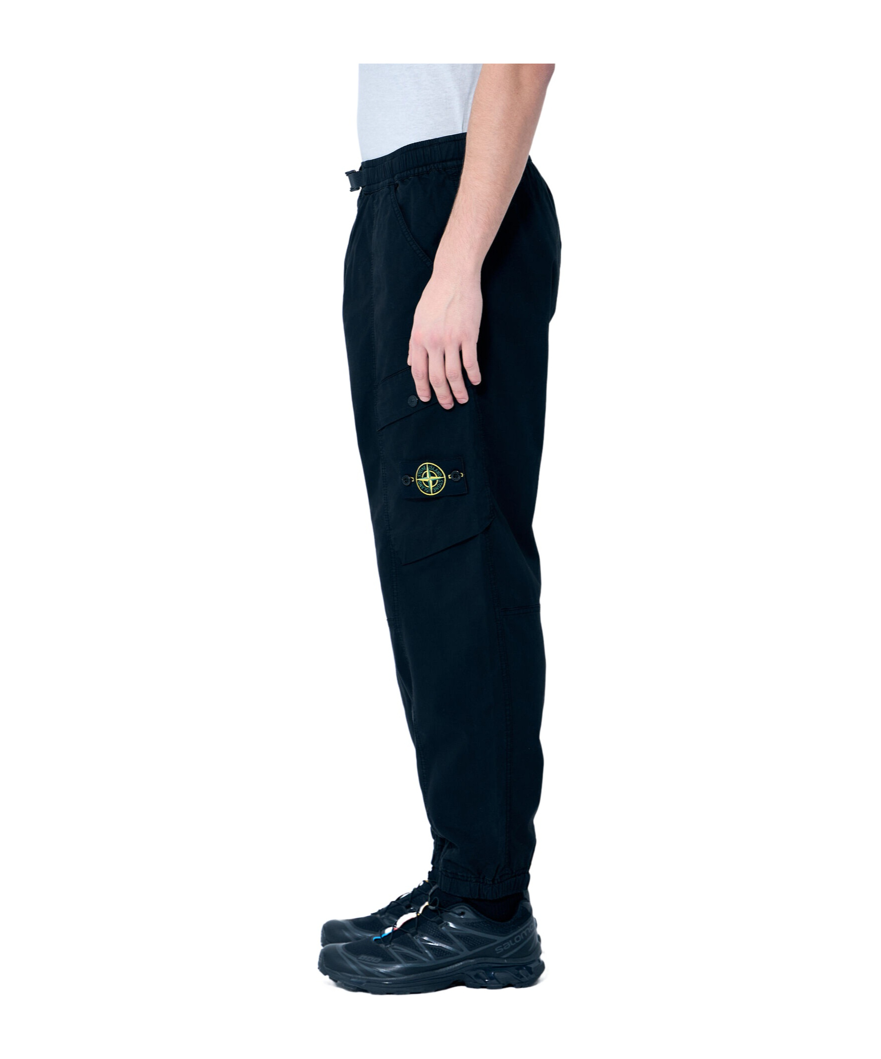 Stone Island Men Compass Patch Cargo Pants In Black