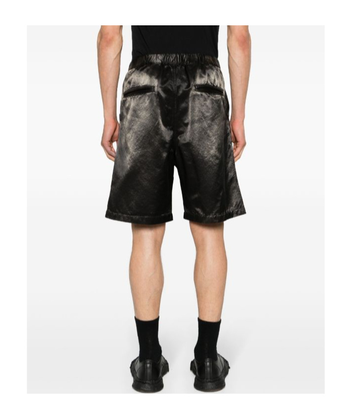 Miharayasuhiro Maison Mihara Yasuhiro Logo Patch Satin Bermuda Shorts In Black
