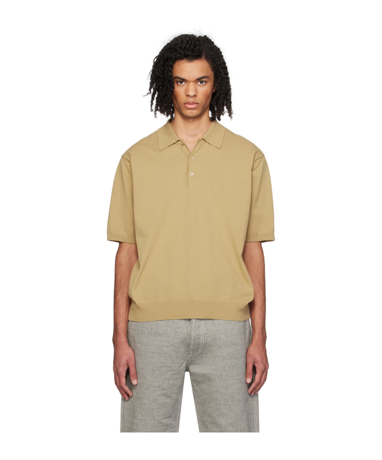 Auralee Short-sleeve Cotton Polo Shirt In Nude
