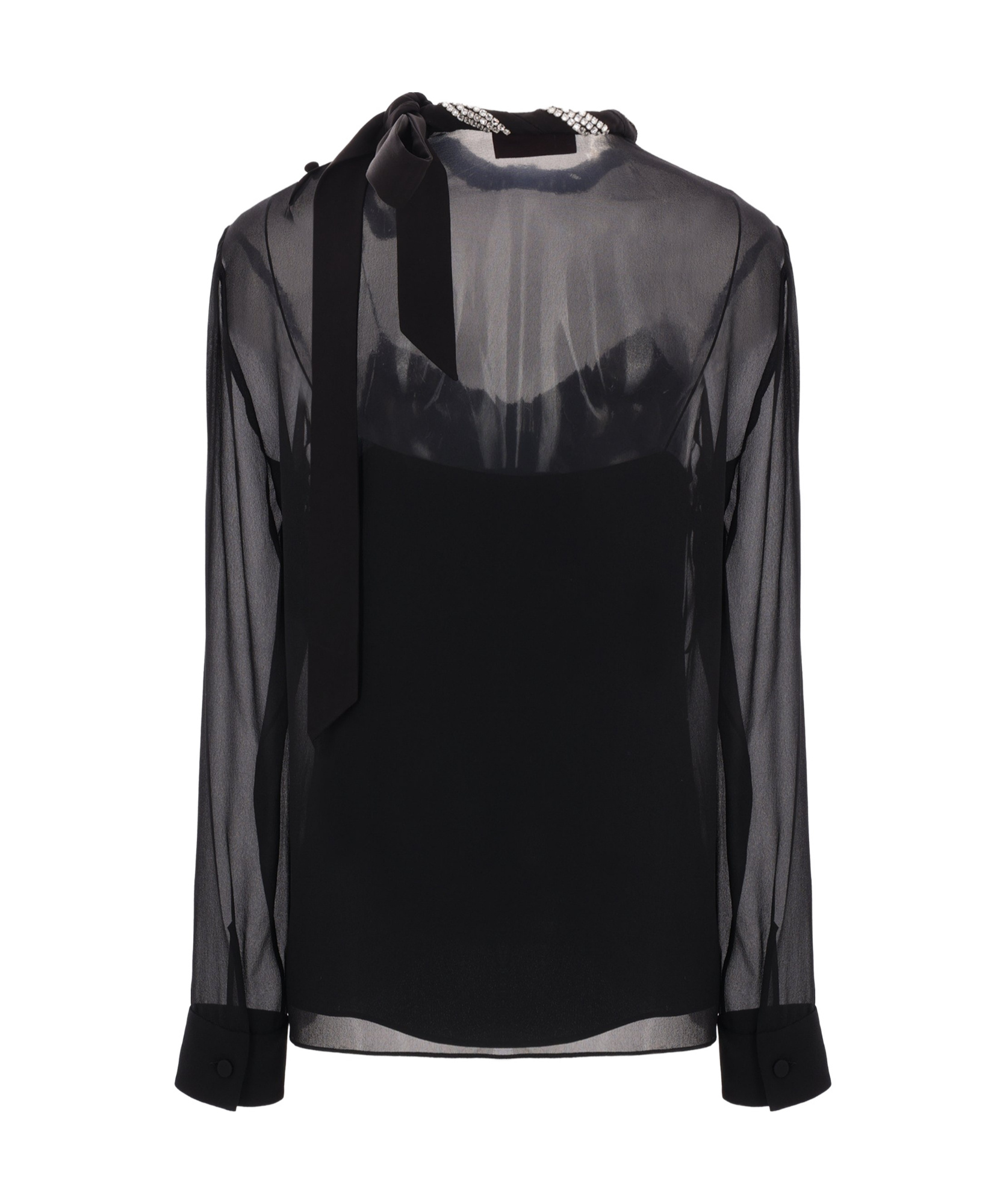 Shop Gucci Crystal-embellished Blouse In Black