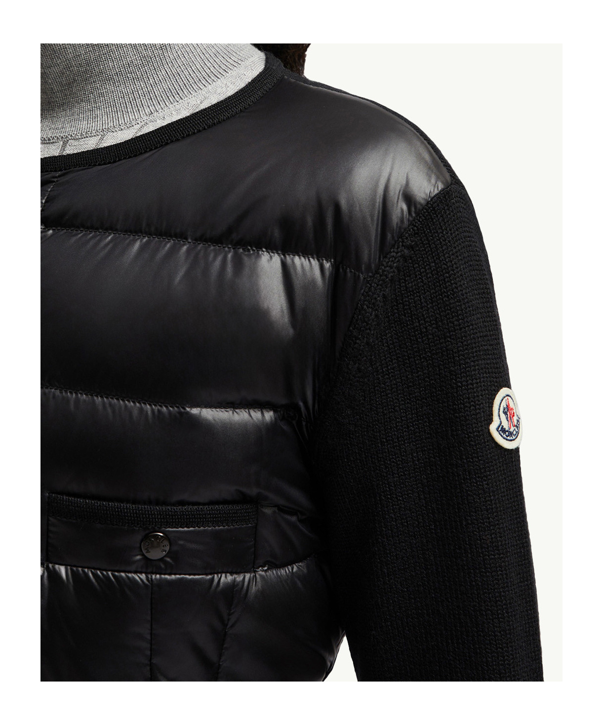 Moncler Padded Wool Cardigan In Black