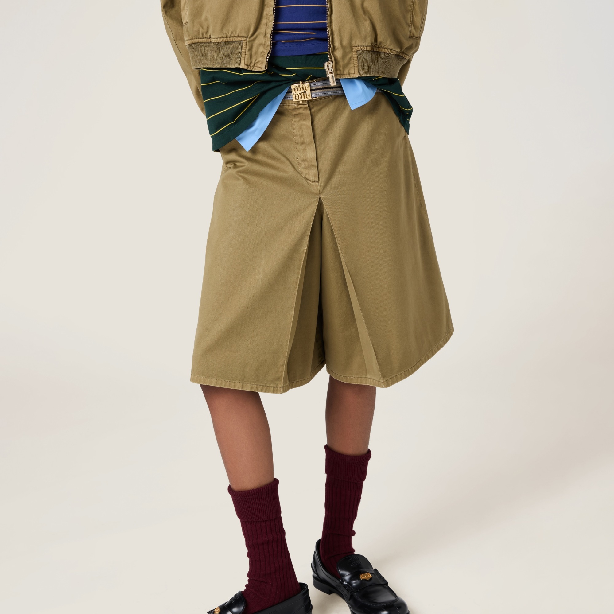 Miu Miu Logo Embroidered Mini Skirt In Green