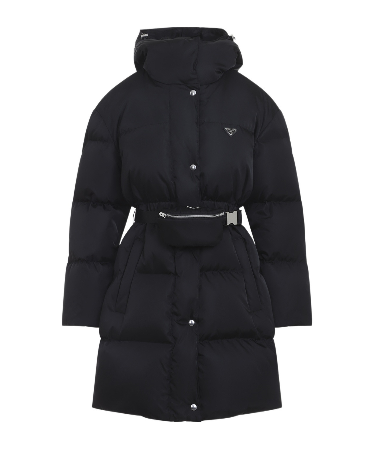 Prada Long-sleeved Hooded Down Jacket In Black