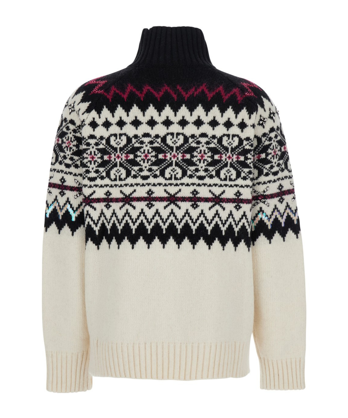 Semicouture Multicolor Turtleneck Sweater With All-over Inlays In Wool Blend Woman In Brown