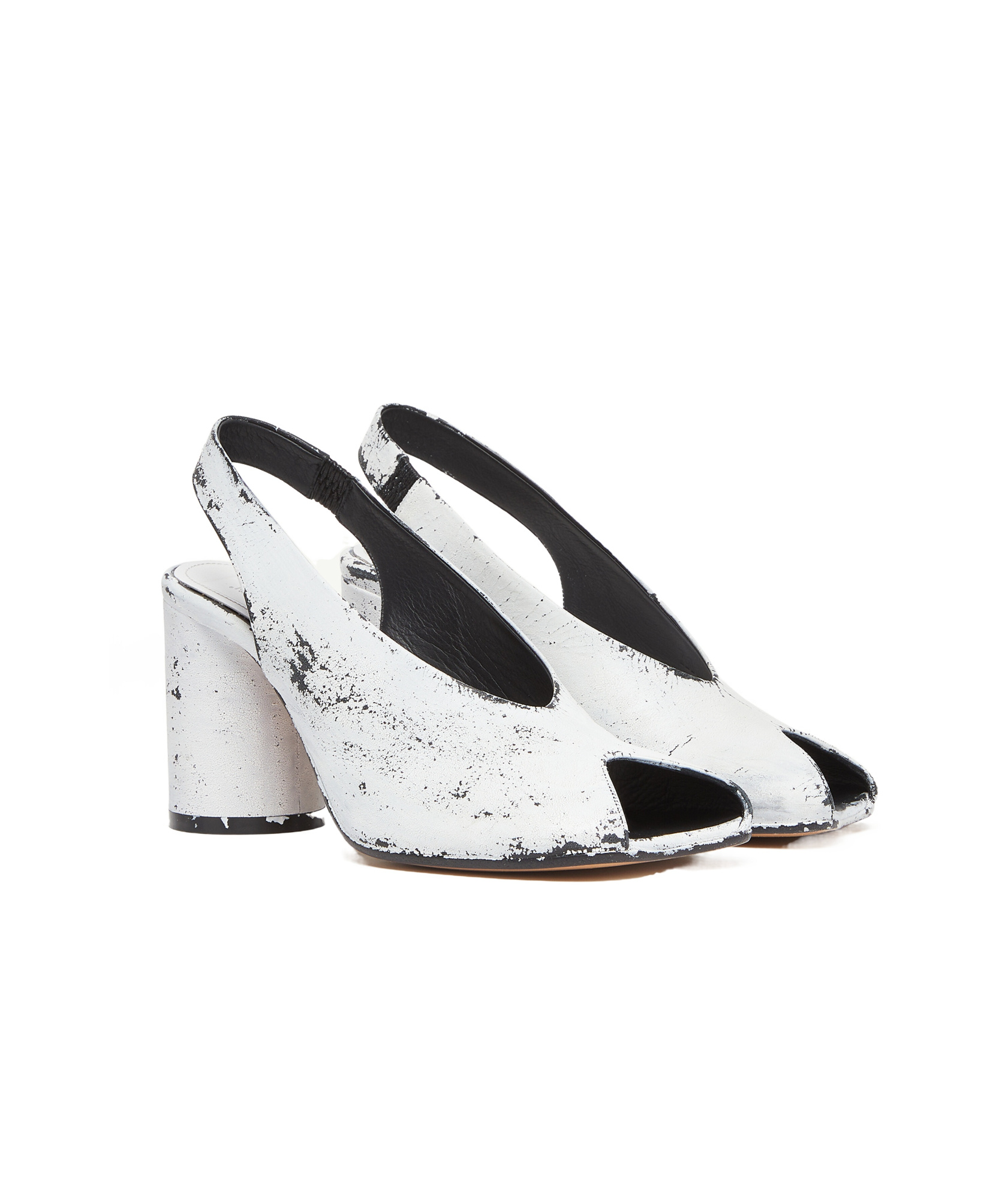 Mm6 Maison Margiela Painted Anatomic Sandals In Black And White