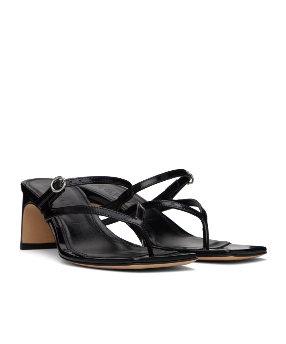 Aeyde Giselle Leather Sandals In Black