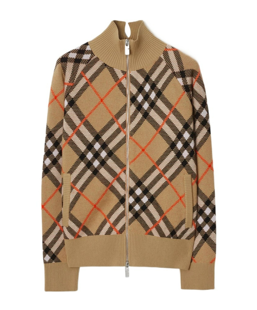 Shop Burberry Check-pattern Cardigan In Green