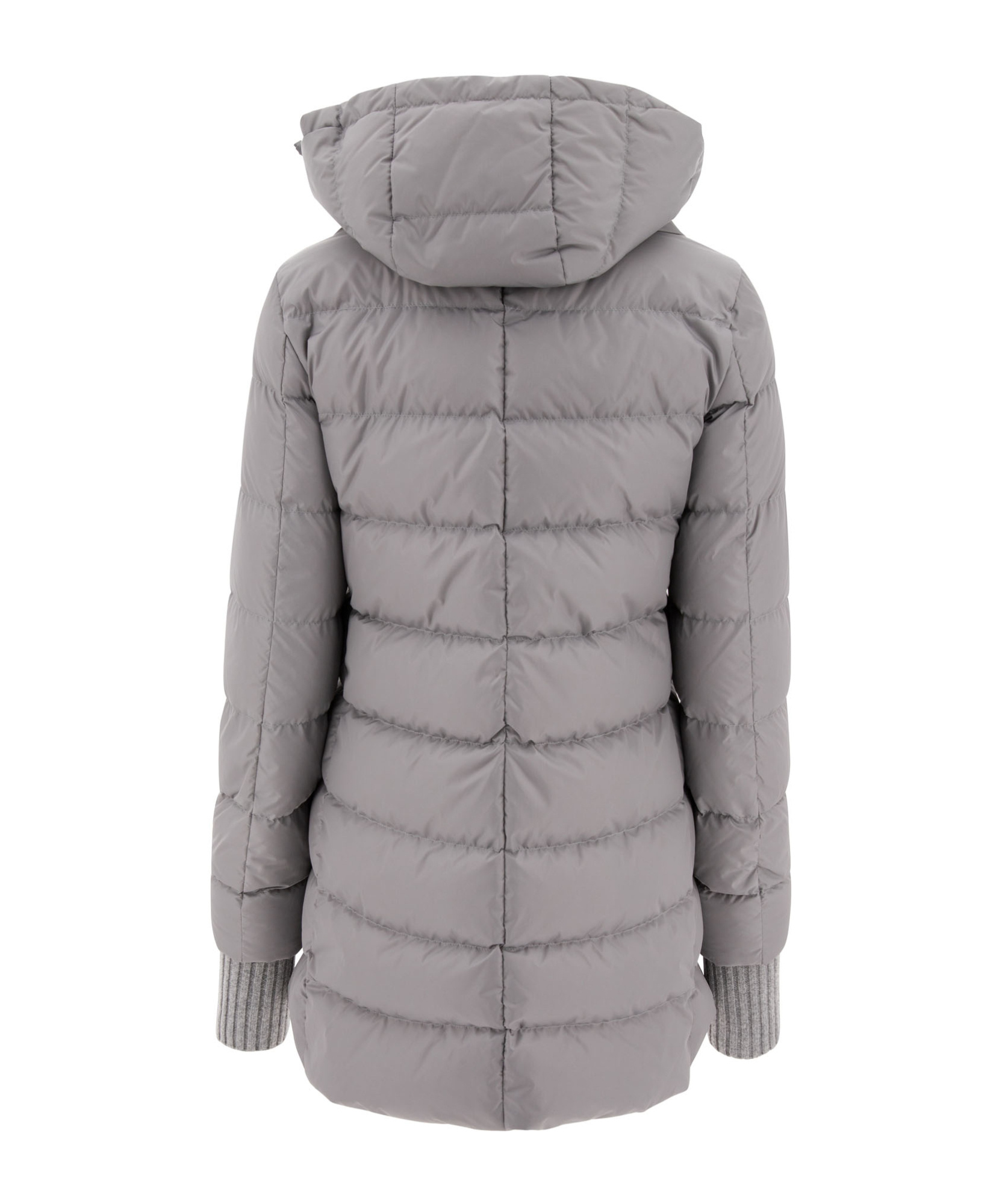 Herno Long Length Hooded Quilted Jacket In Gray