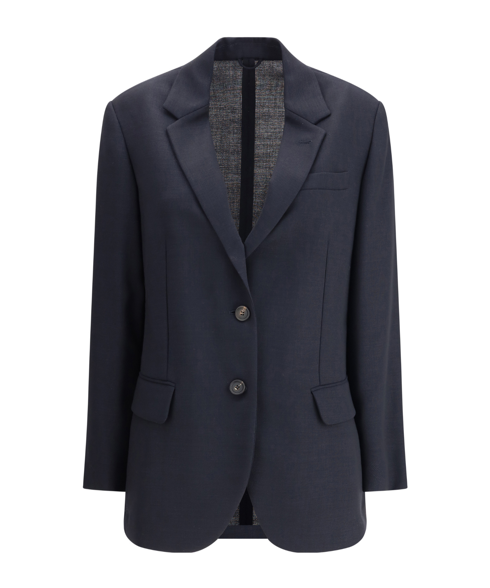 Brunello Cucinelli Deconstructed Cashmere Jacket With Necklace In Blue