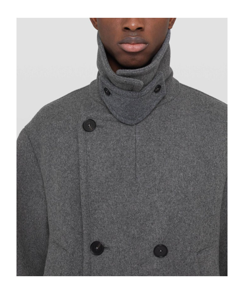 Jil Sander Men's Double-breasted Peacoat In Gray