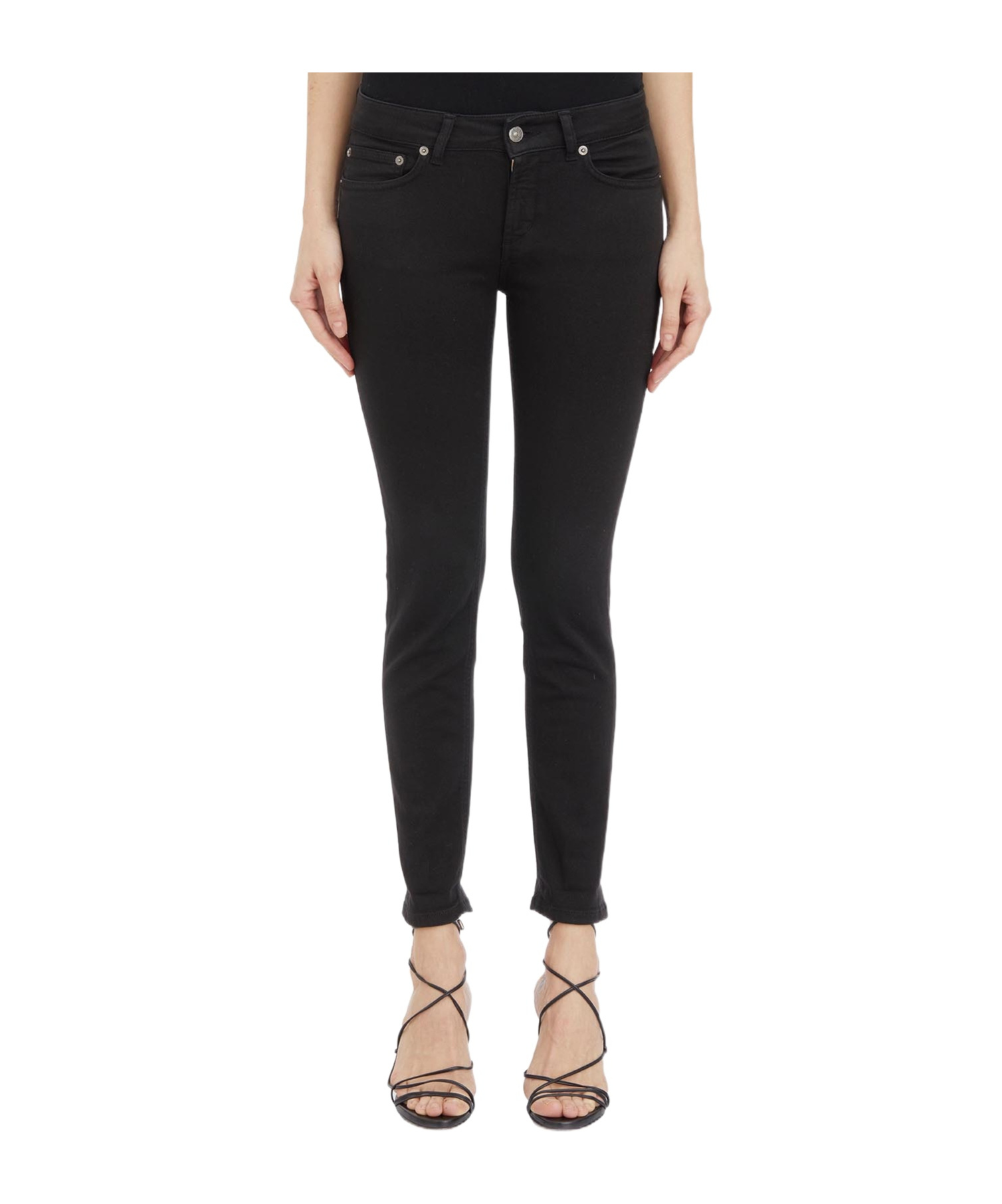Dondup Denim Trousers With Belt Loops In Black