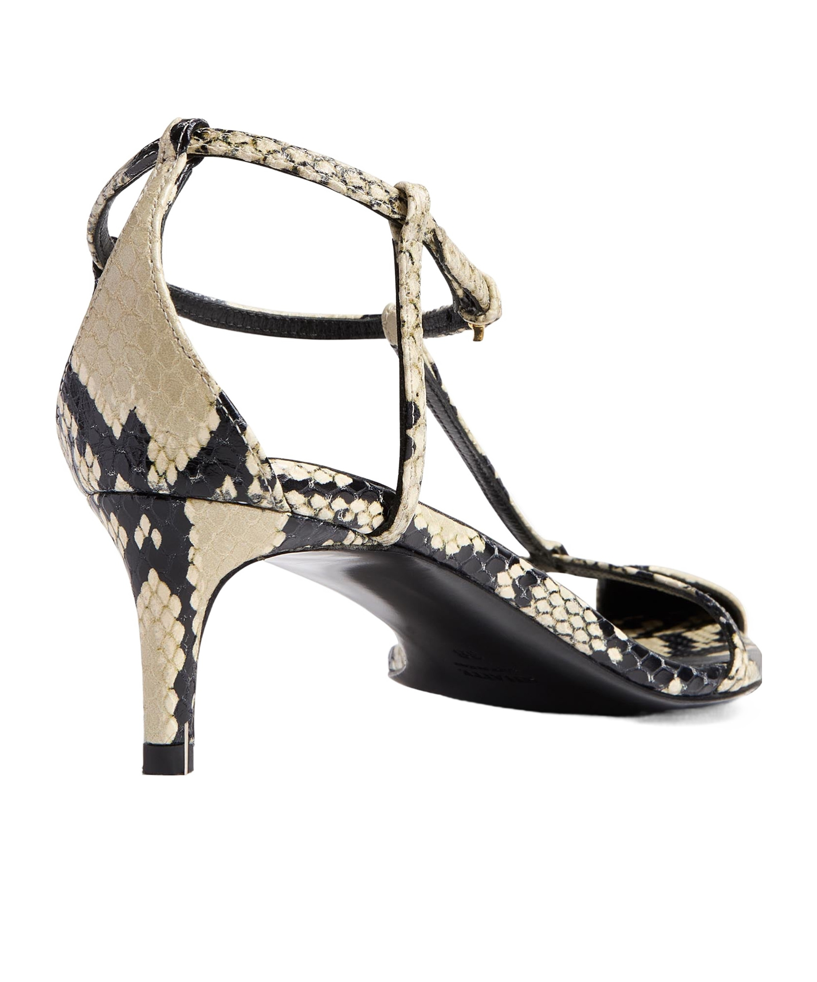 Khaite Python-embossed Leather T-strap Sandals In Black