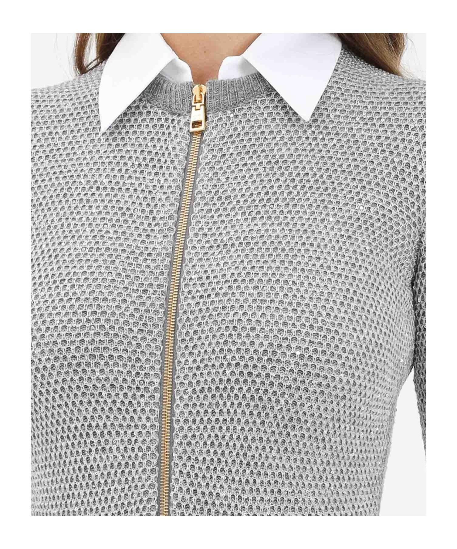 Elisabetta Franchi Sequin-embellished Knitted Jumpsuit In Gray