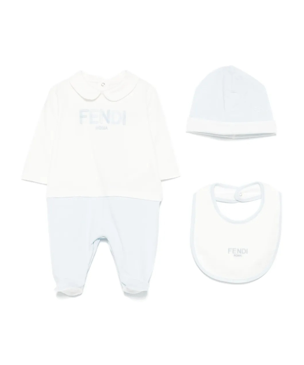 Fendi Logo-embroidered Pajama Set In Blue