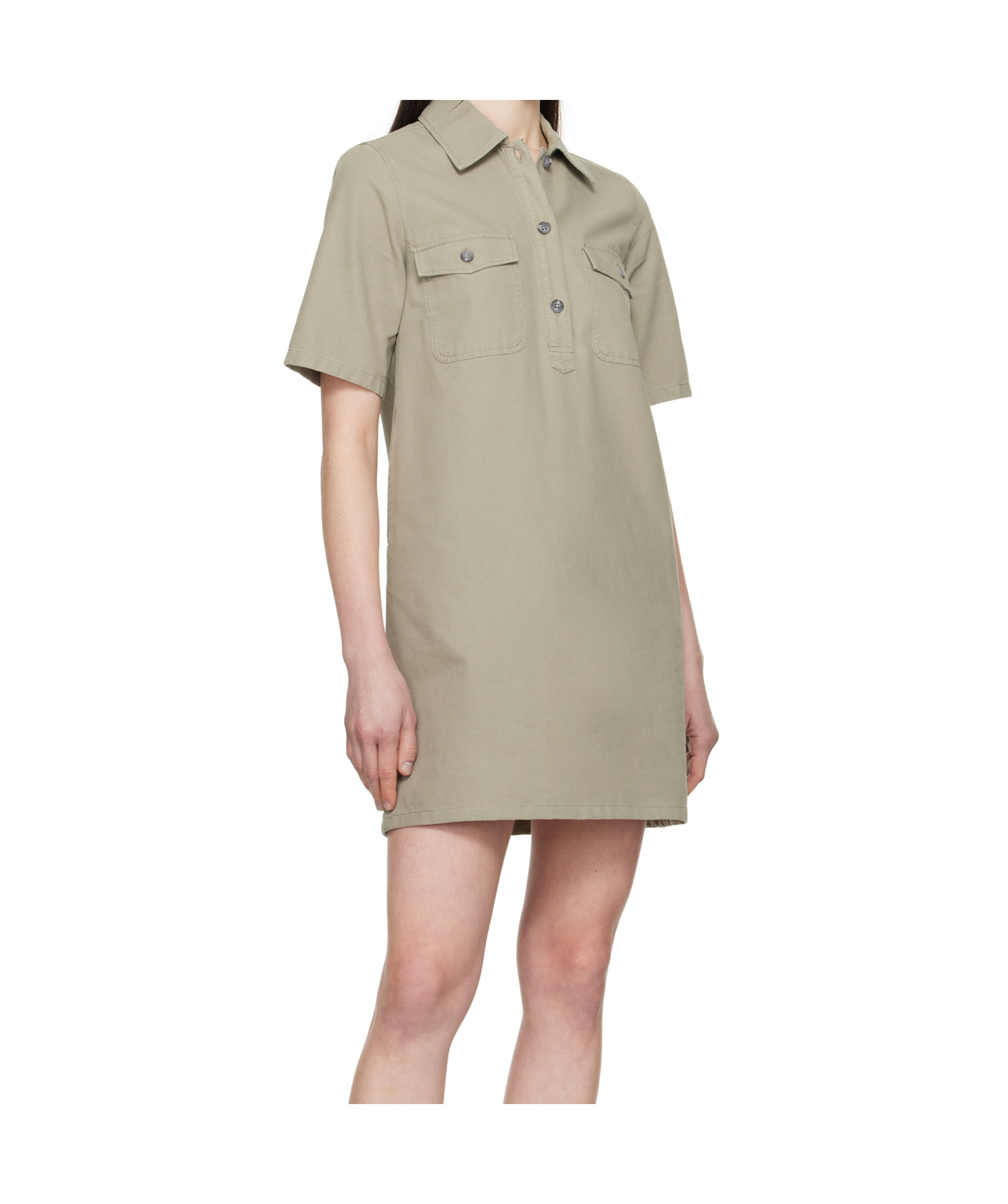 Apc A.p.c. A-line Dress With Front Button Placket In Taupe