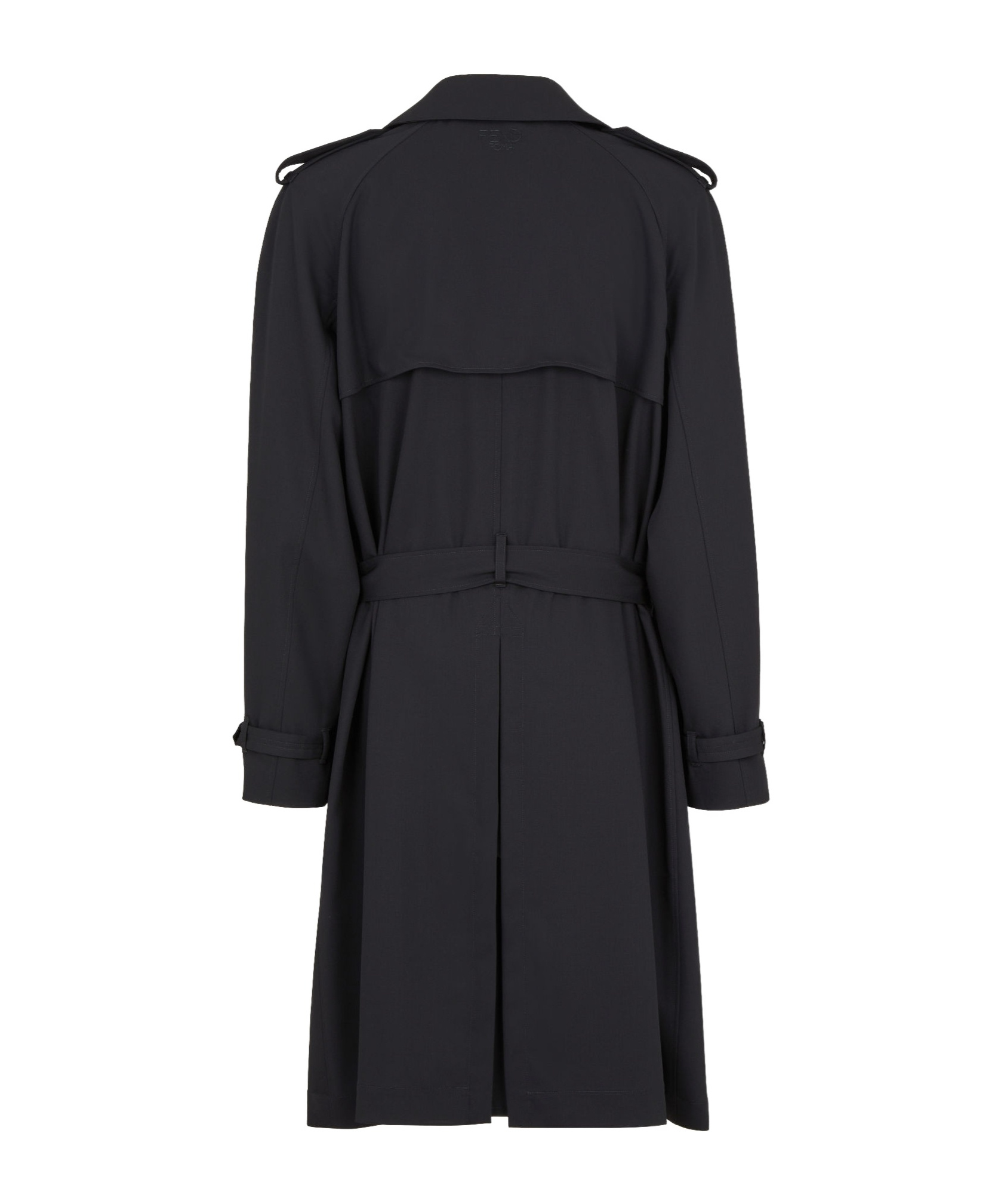 Fendi Black Wool Double-breasted Trench Coat In Black