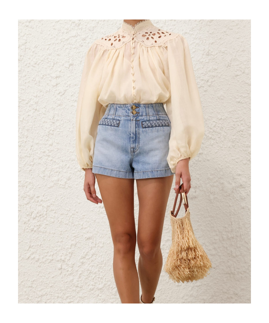 Zimmermann Coco Voluminous Embroidered Blouse In White