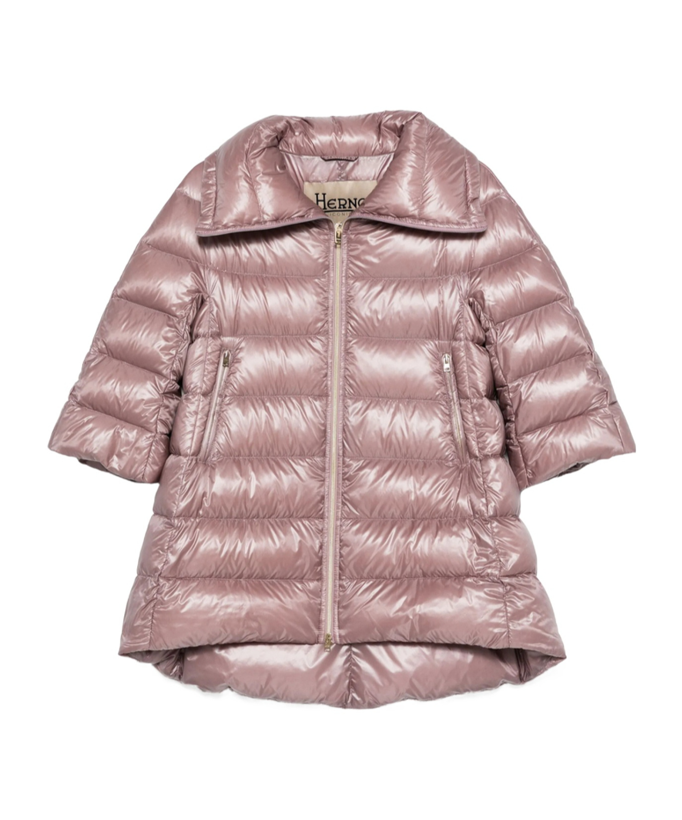 Herno Zippered Quilted Down Jacket In Pink