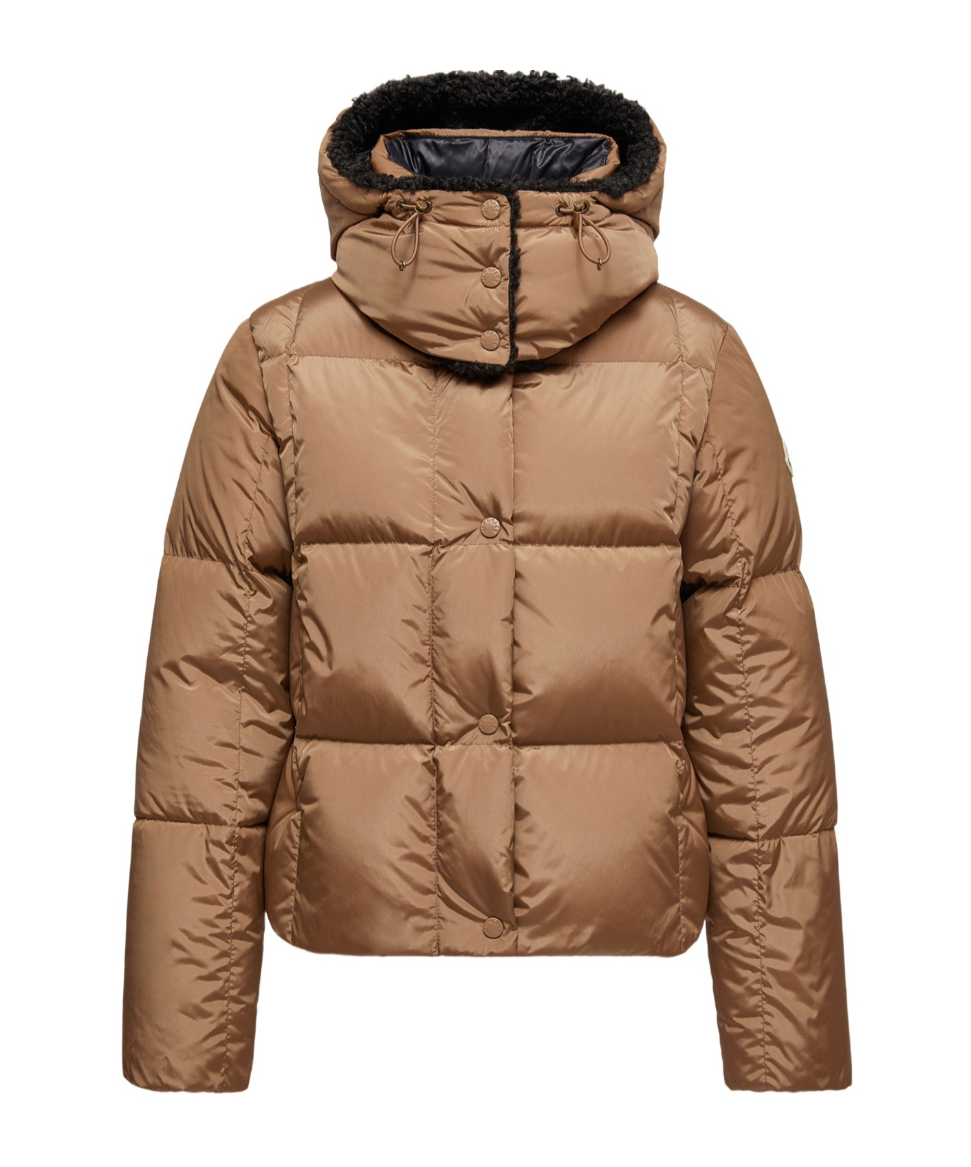 Moncler Castelnou Square-quilted Hooded Short Down Jacket Clothing In Brown