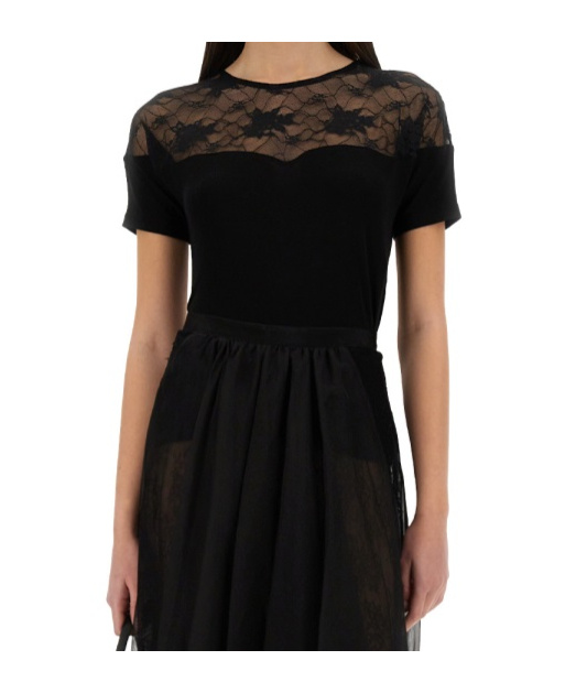 Nina Ricci Top With Lace Insert In Black