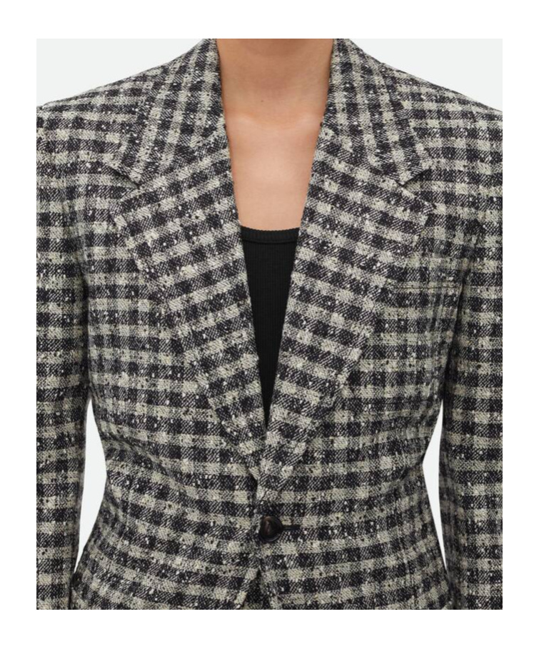 BOTTEGA VENETA BOUCLE GINGHAM WOOL JACKET