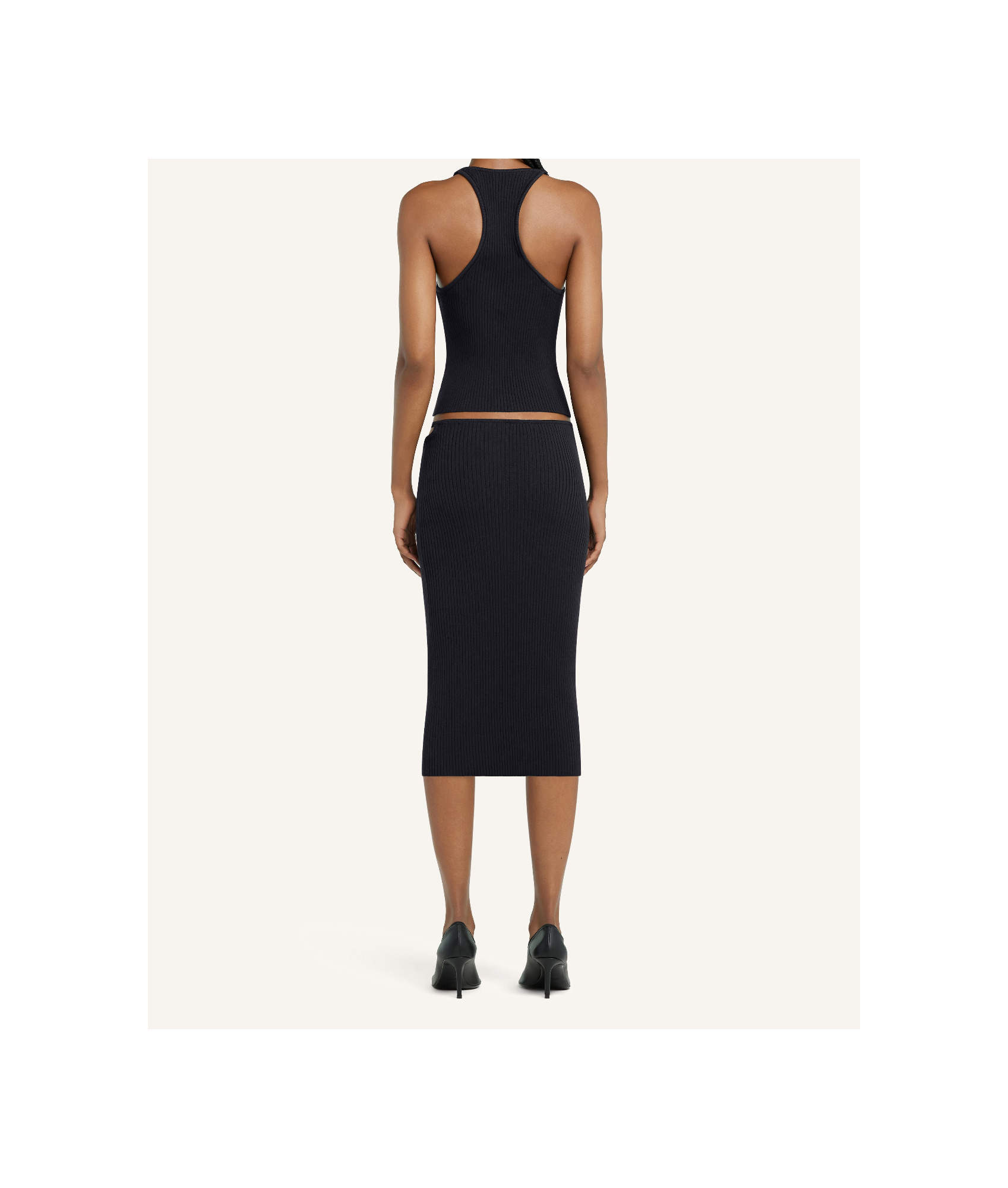 Courrèges Logo Embroidered Knitted Midi Skirt In Black