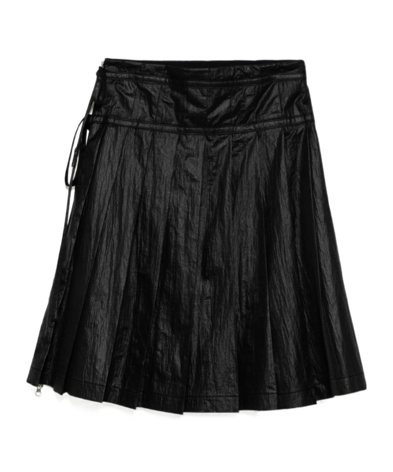 Low Classic Pleated Zipper Skirt With Adjustable Straps In Black