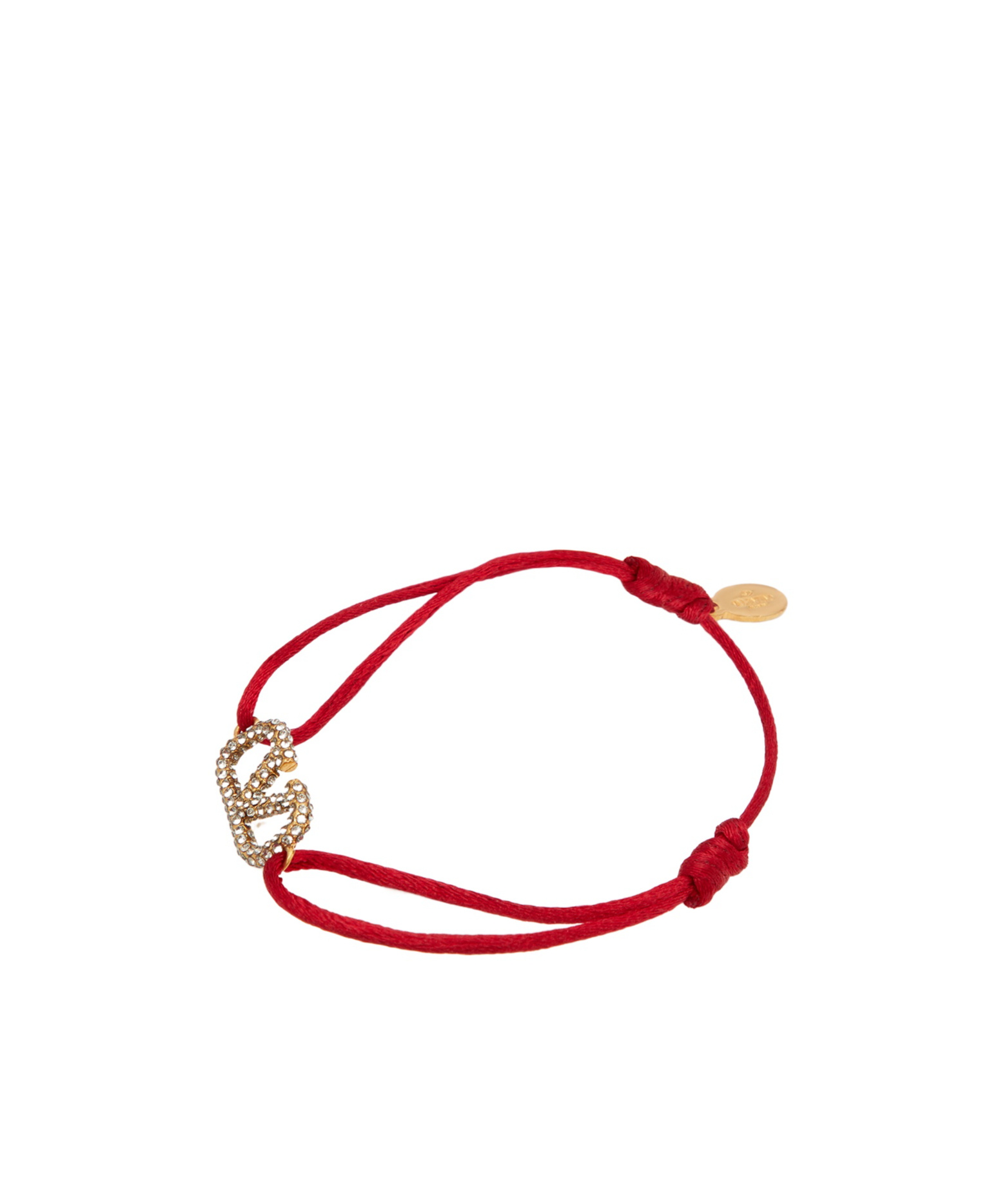 Shop Valentino Vlogo Signature Bracelet In Cotton And Swarovski Crystals In Red