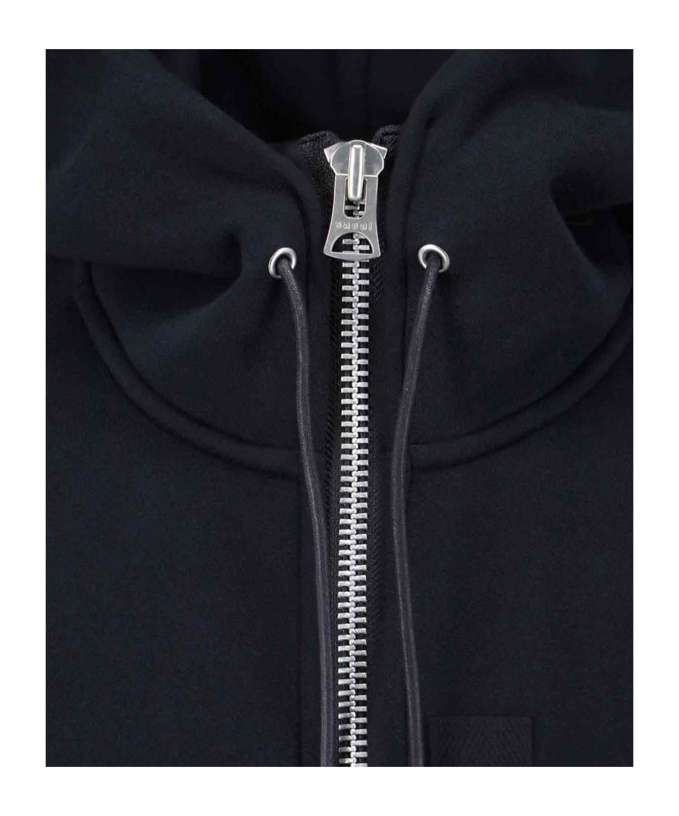 Sacai Hooded Zip-up Sweatshirt In Blue