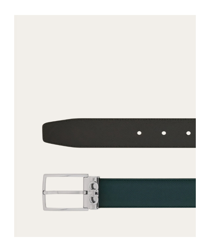 Ferragamo Gancini Reversible Adjustable Belt In Green
