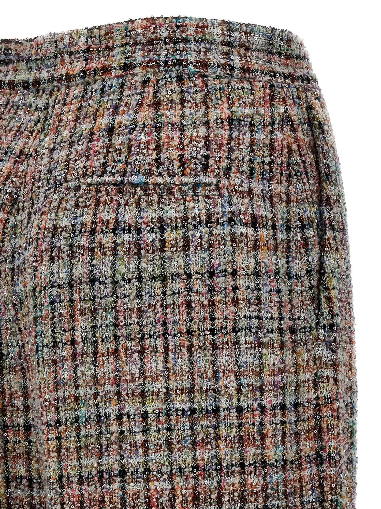 Missoni Cropped Trousers Viscose Blend Lamé Zig Zag In Gray