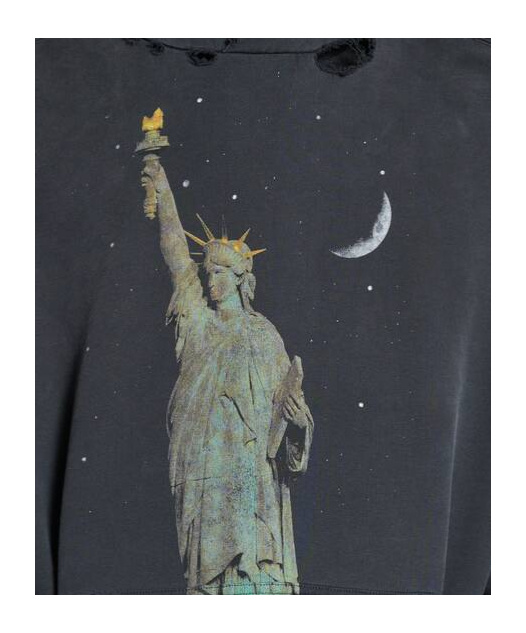 Balenciaga Paris Liberty Distressed Hoodie In Black