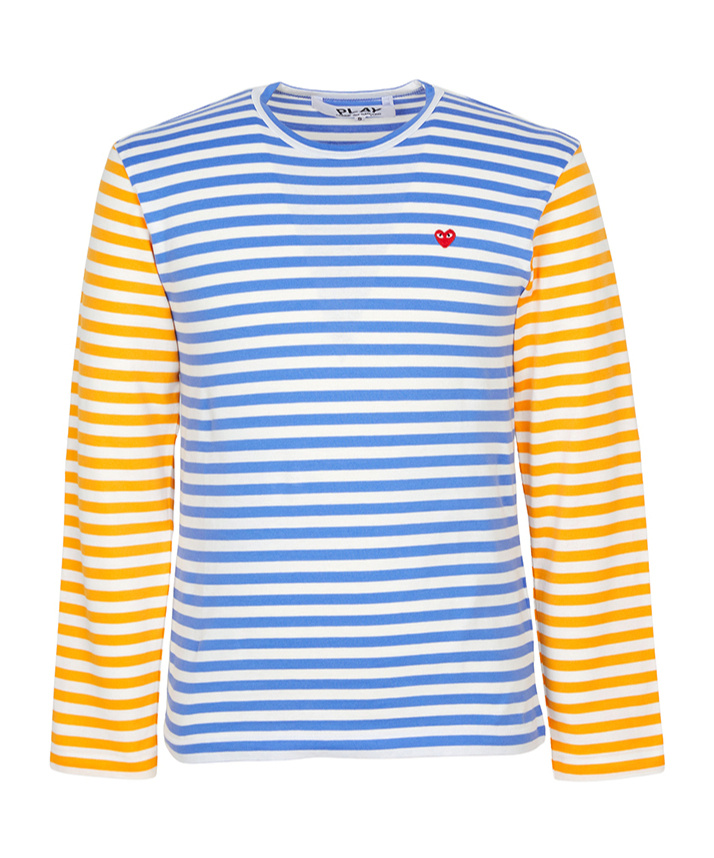 Comme Des Garçons Play Bi-color Stripe Longsleeve T-shirt Blue In Blue