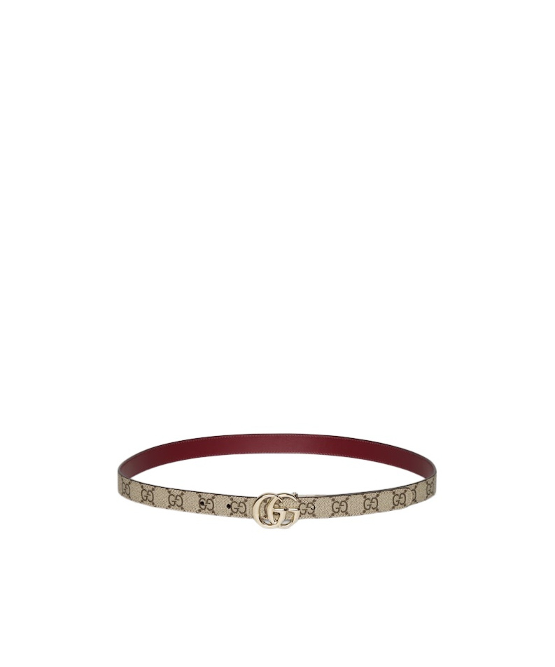Gucci Reversible Gg Marmont Thin Belt In Brown