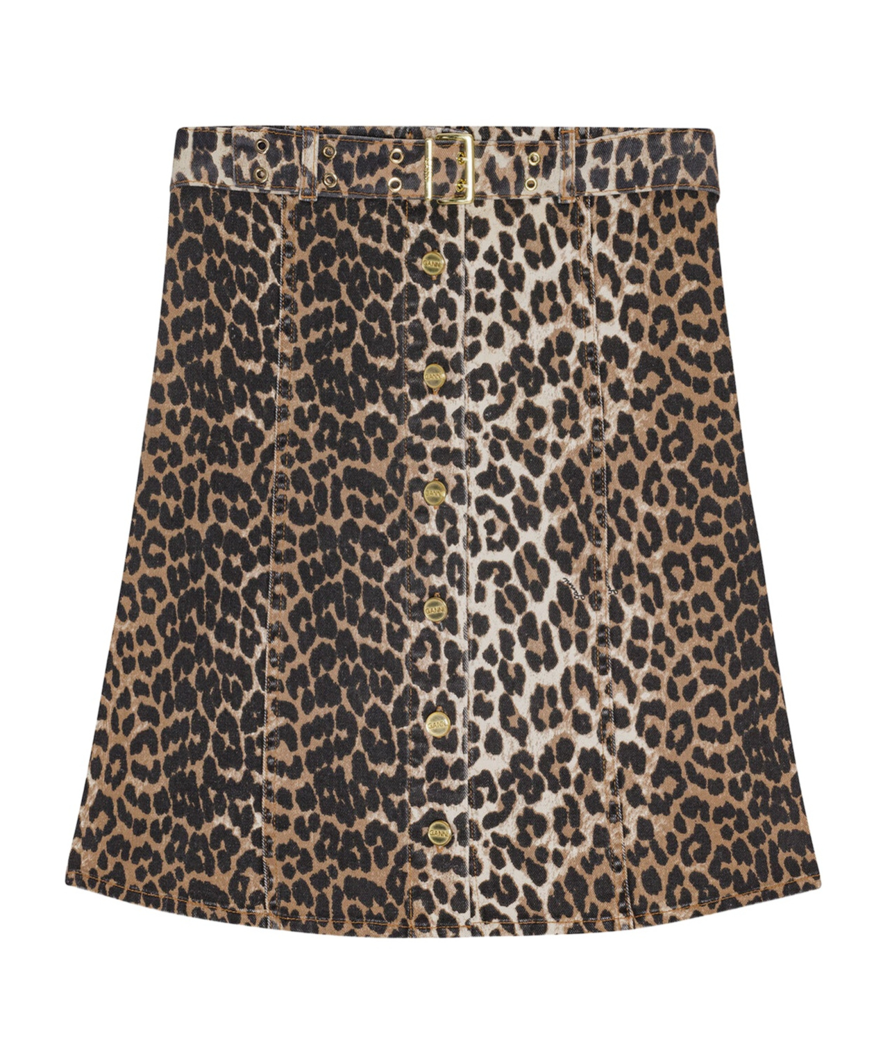 Ganni Leopard-print Strapless Organic-cotton Top In Black