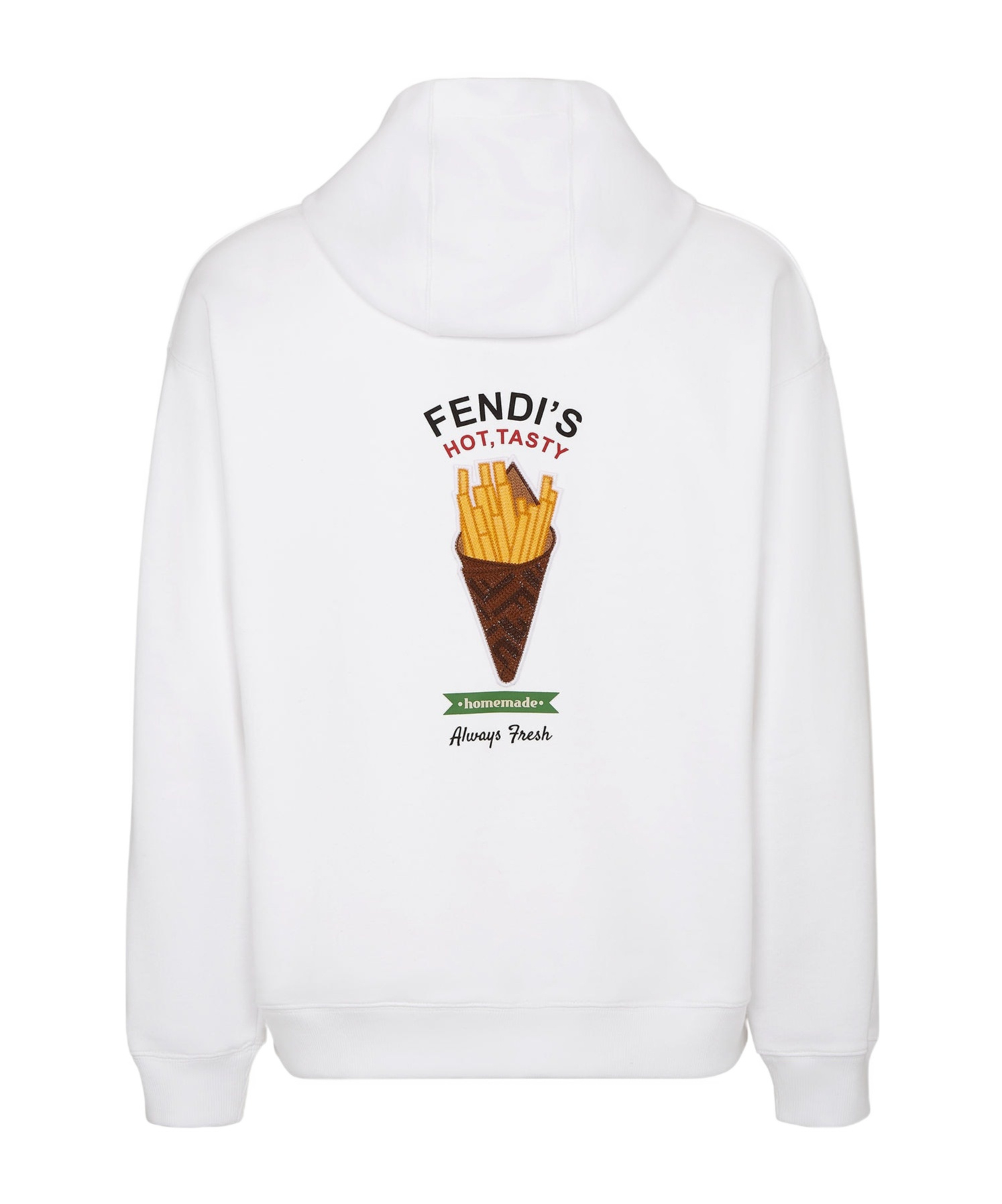 Fendi Long-sleeved Hooded Hoodie In White