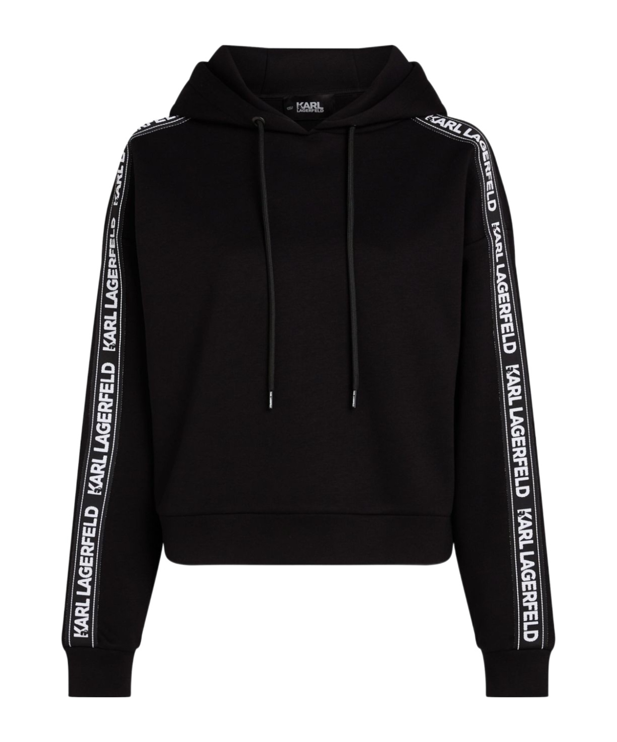 Karl Lagerfeld Logo-tape Hoodie In Black