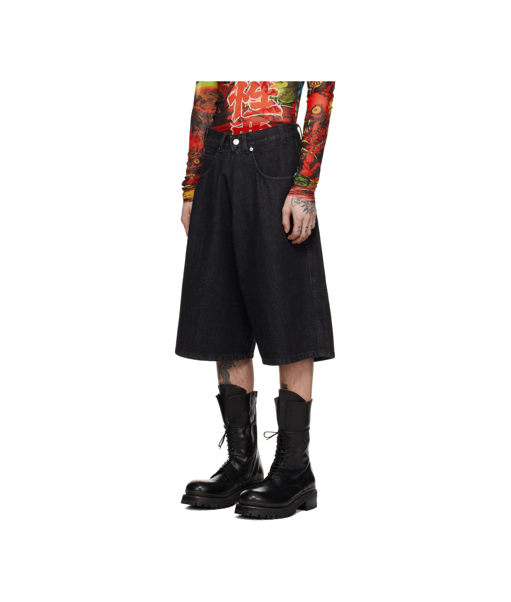 Lu'u Dan Black Kriss Kross Denim Shorts In Black