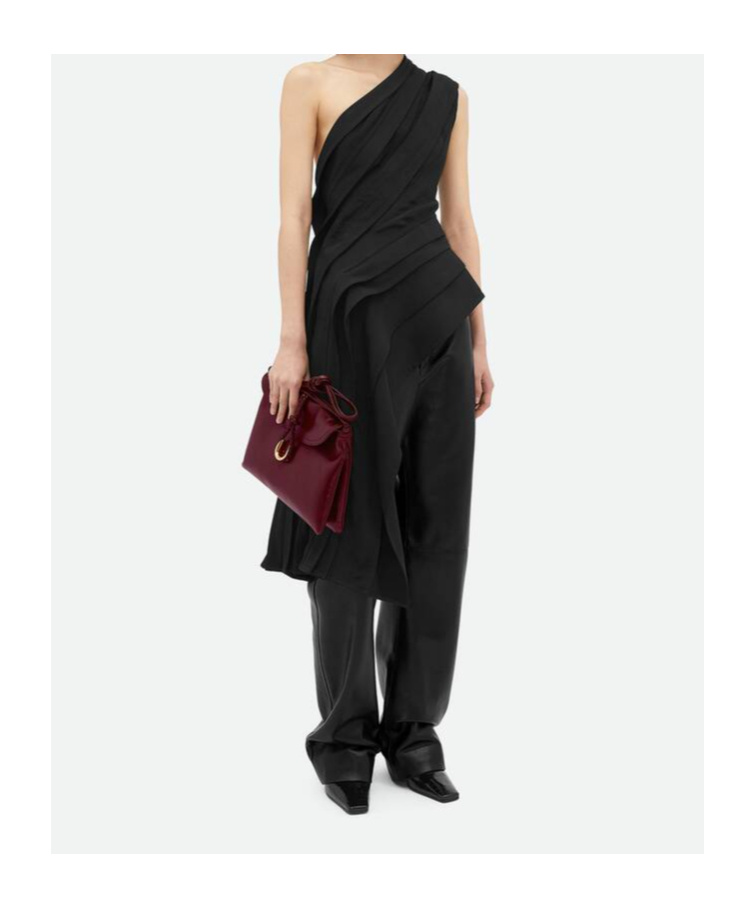 Bottega Veneta Draped Asymmetric Crepe One-shoulder Top In Black
