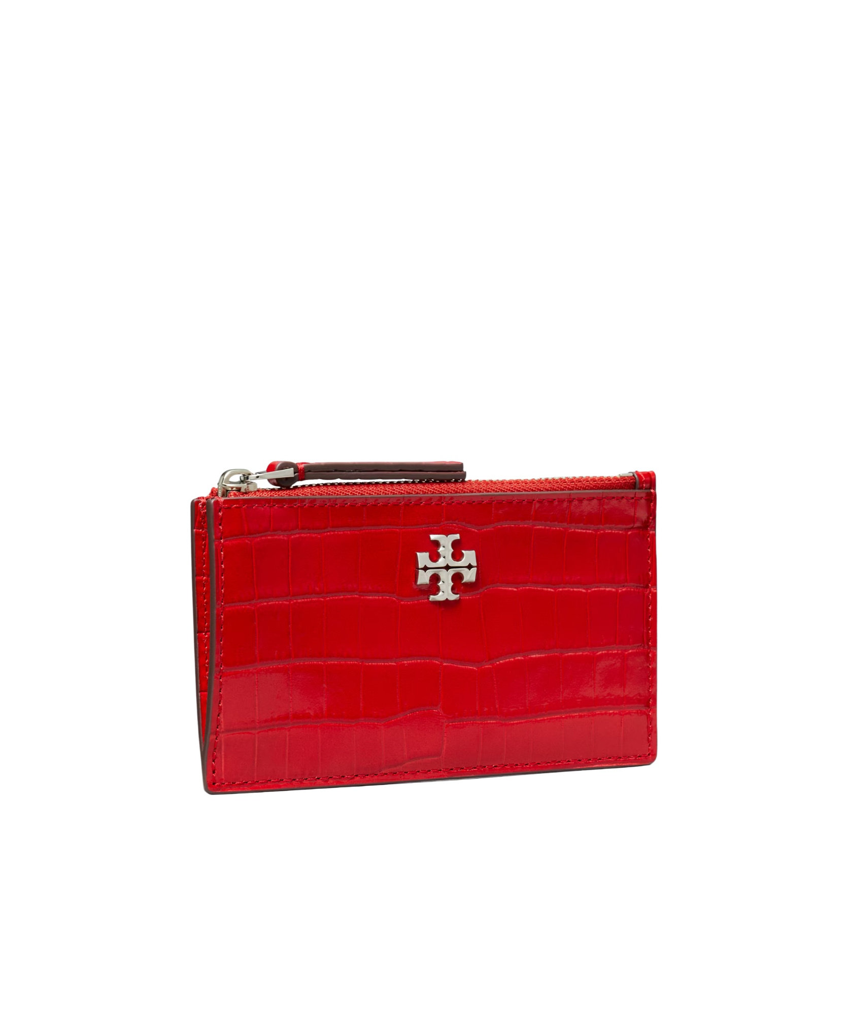 Tory Burch Kira Croc-embossed Zip Card Case