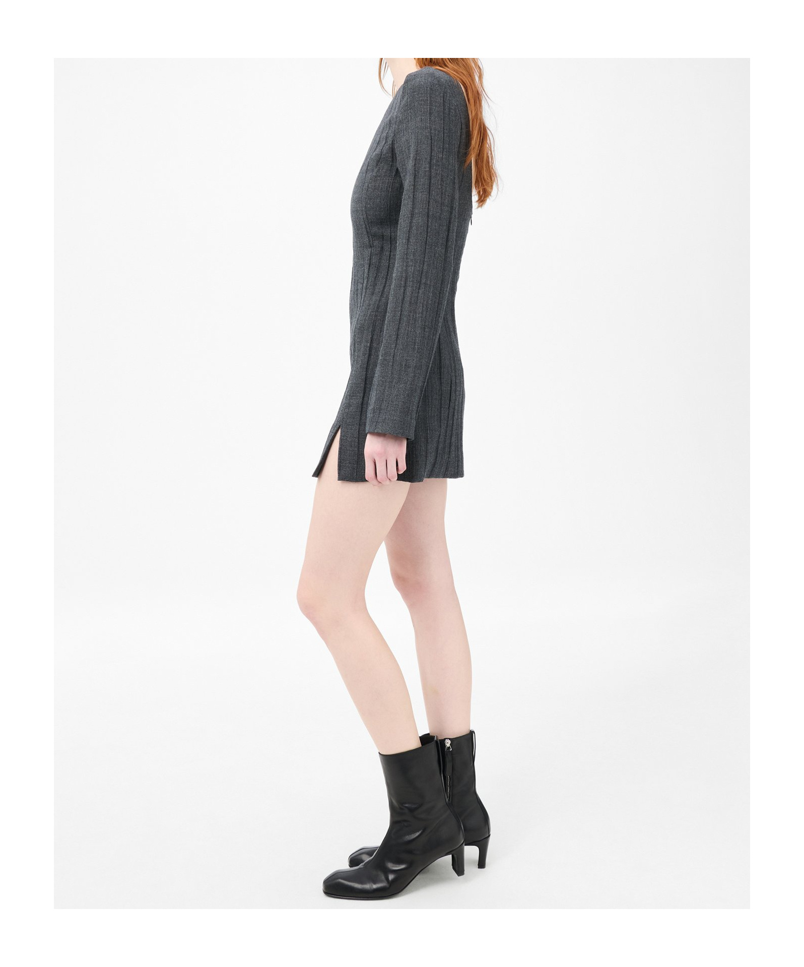 Our Legacy Fitted Textured Mini Dress With Deep Scoop Back In Gray