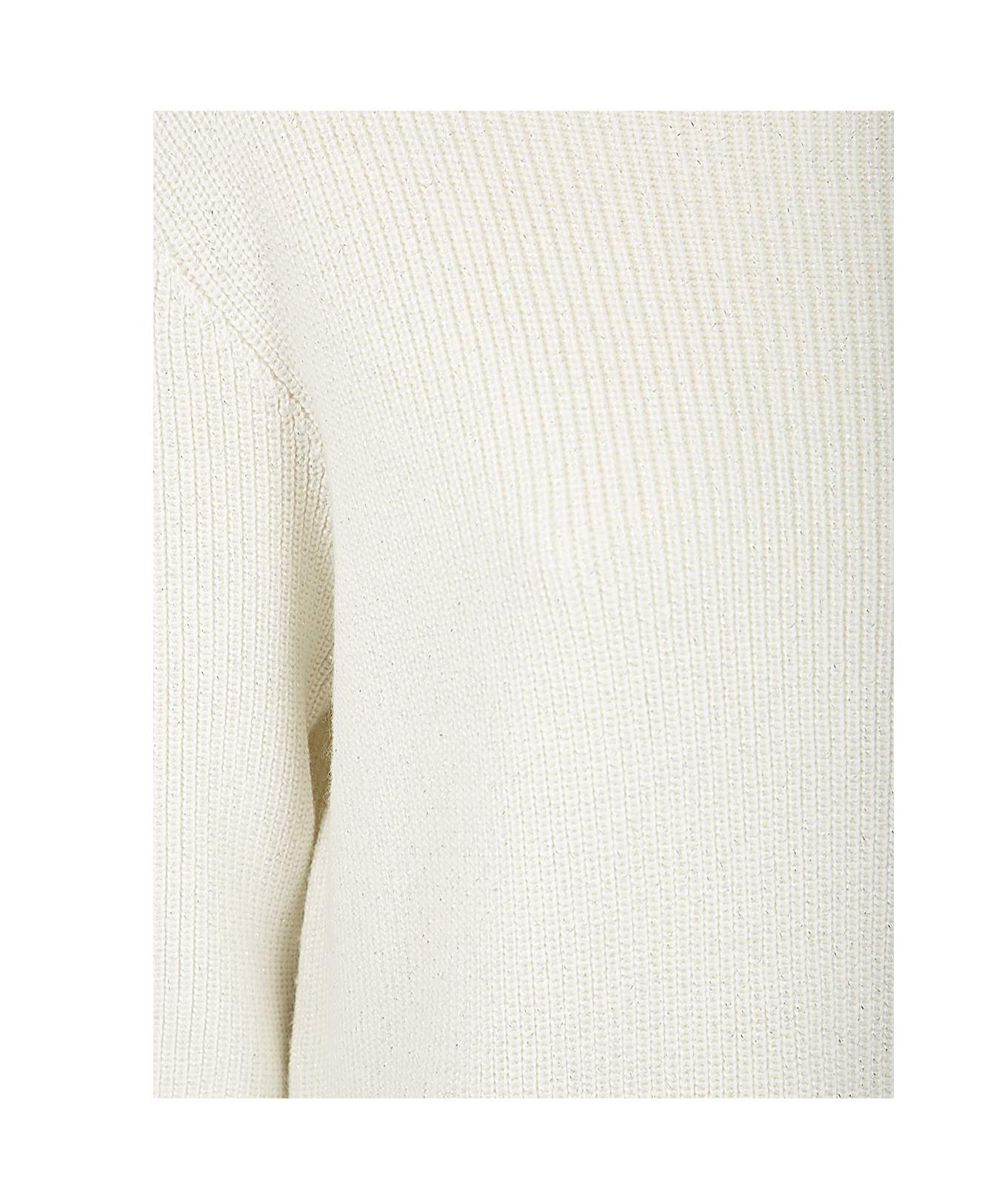 Fabiana Filippi Lurex Long Sleeve Sweater In White