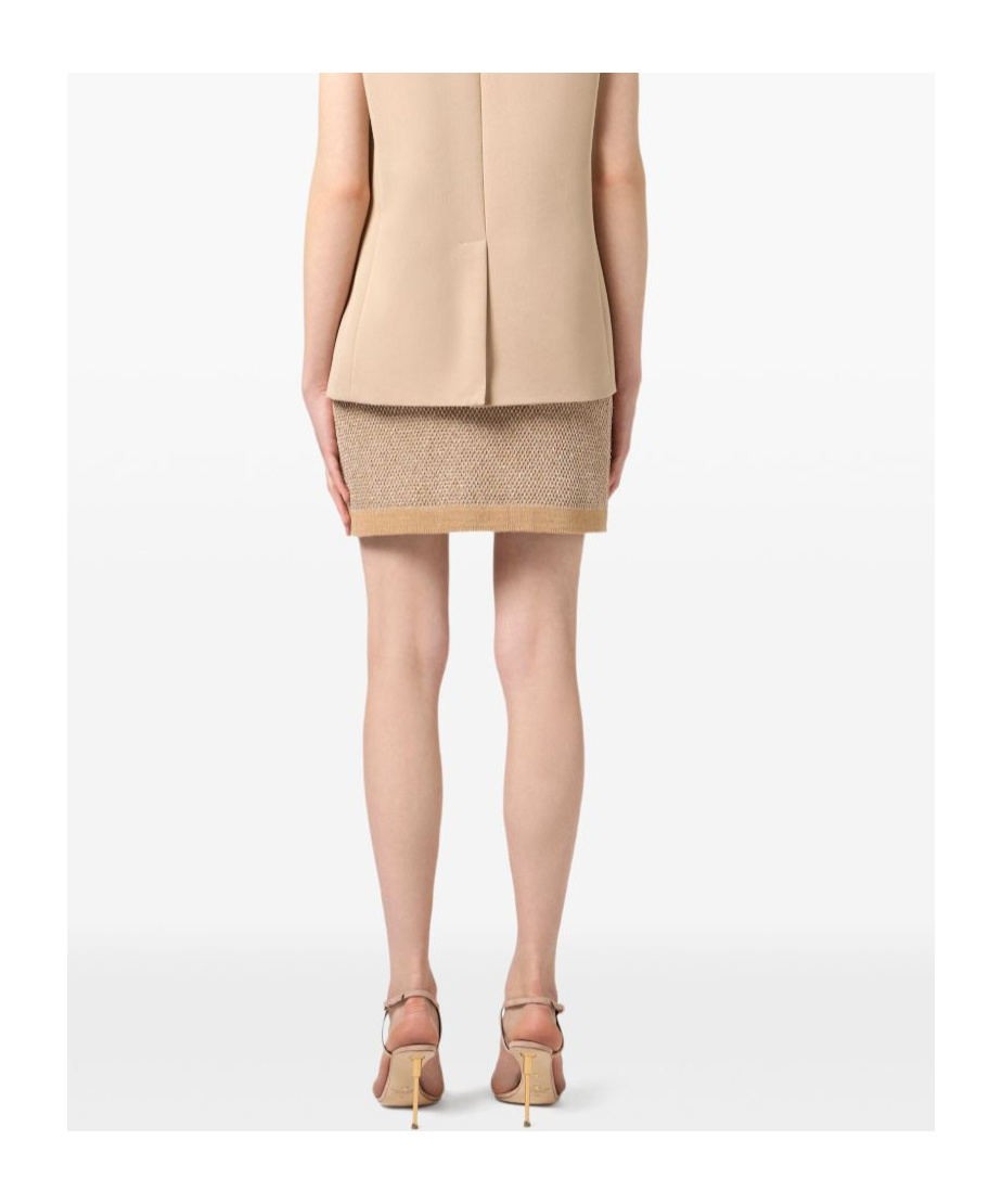 Elisabetta Franchi Knitted Mini Skirt With Sequins Clothing In Gold