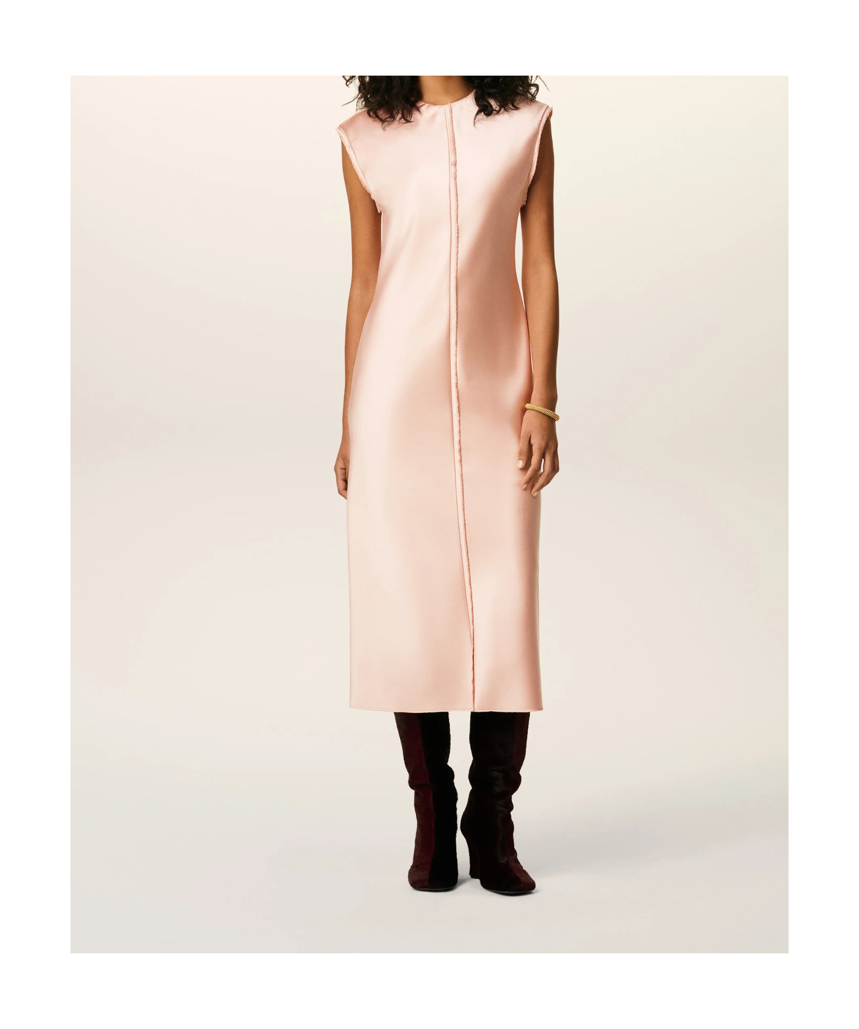 Ami Alexandre Mattiussi Sleeveless Knee Length Dress With Seam Design In Neutral