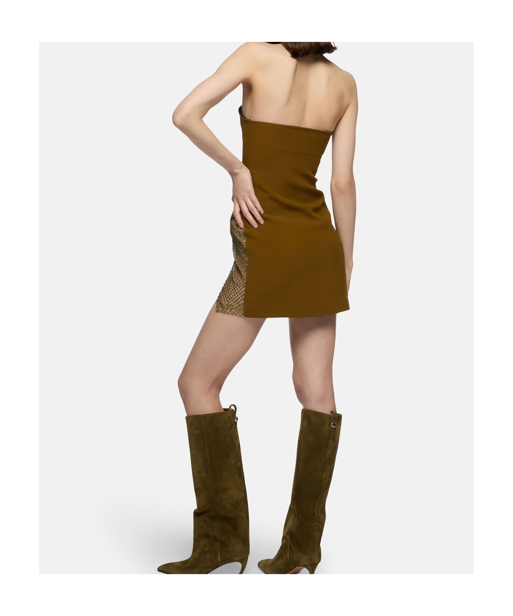 Attico Mesh-panelled Minidress In Brown