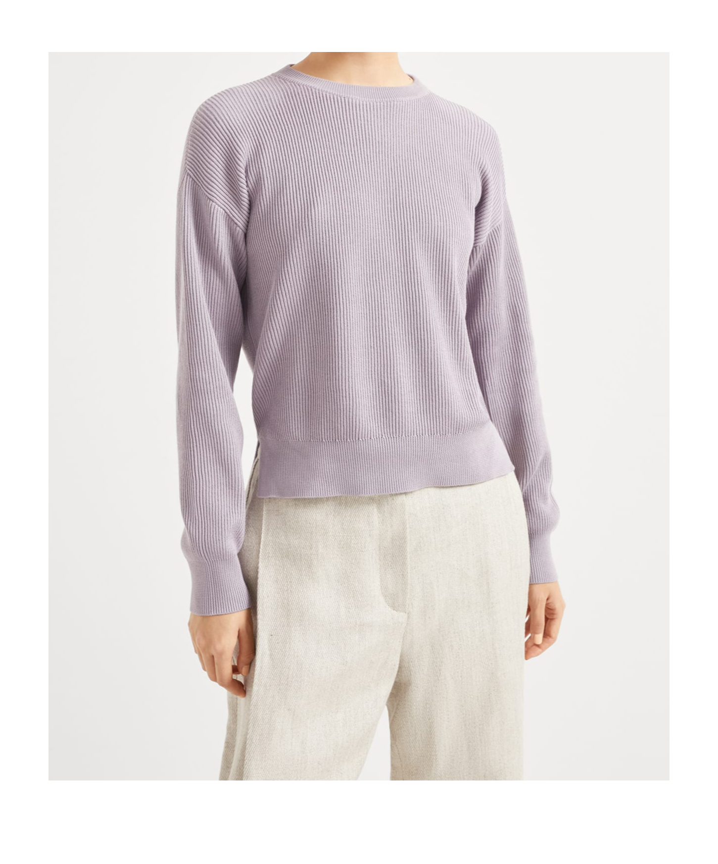 Brunello Cucinelli Round-collar And Long-sleeved Sweater In Purple