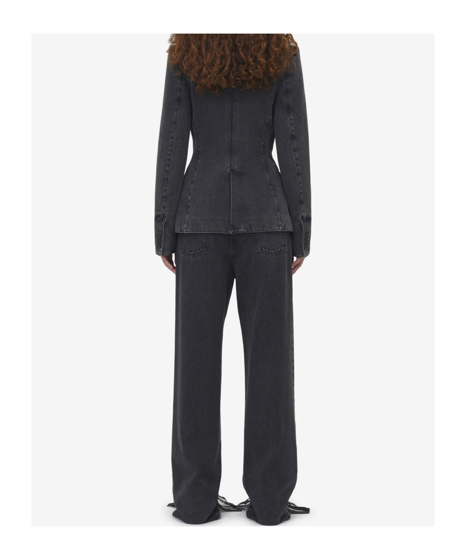 Alexander Mcqueen Twisted Stitching Denim Jacket In Black