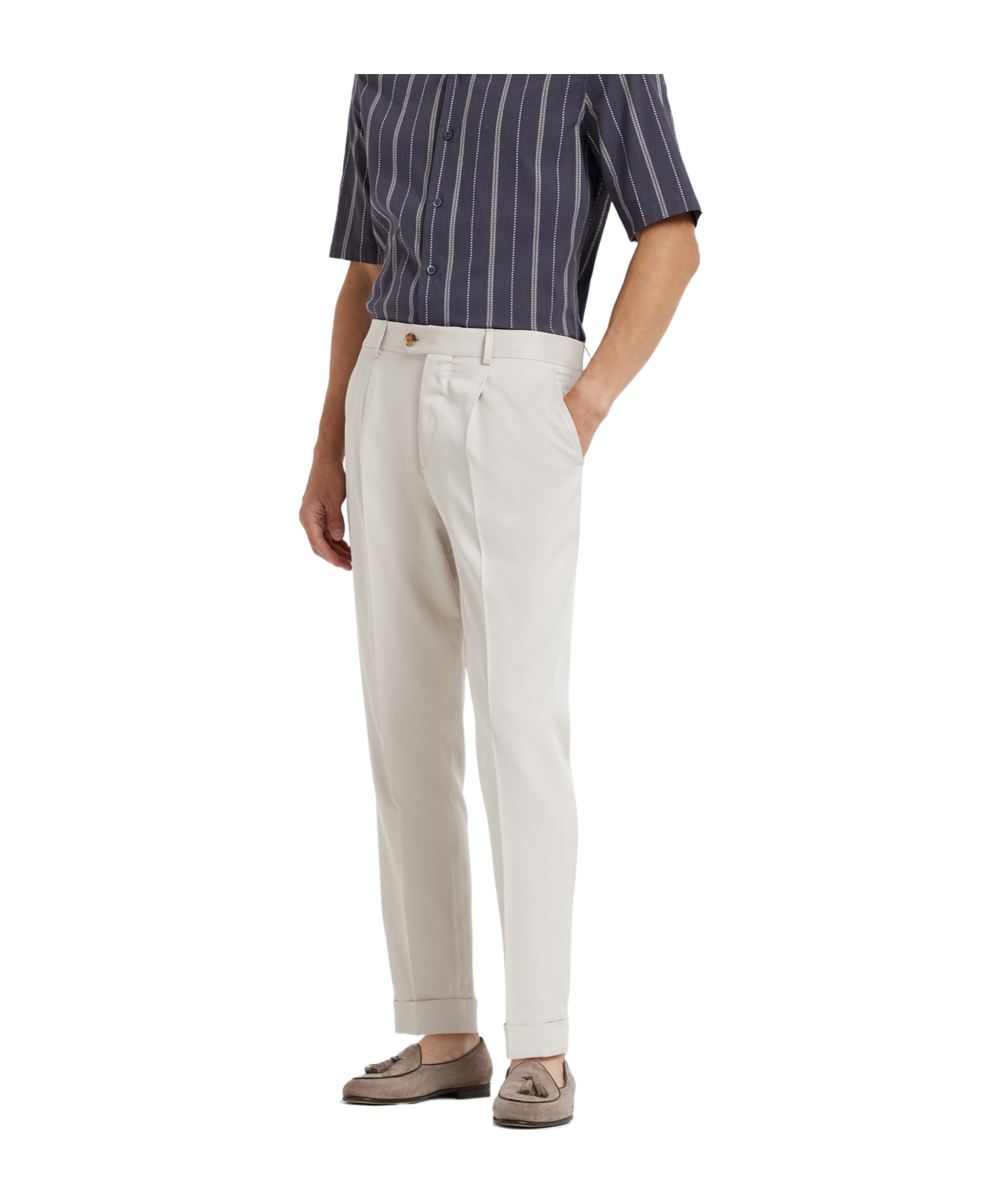 Brunello Cucinelli Twill Trousers In Multicolor